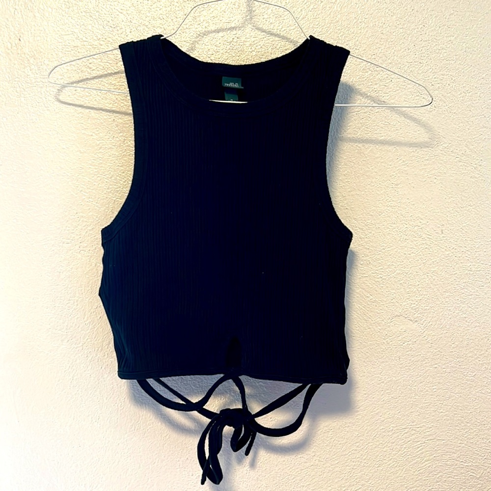 Wild Fable Women Wrap-Tie Tiny Tank Top Black Medium M Crop Top